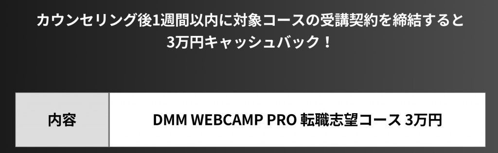 DMM WEBCAMP PROのキャンペーン